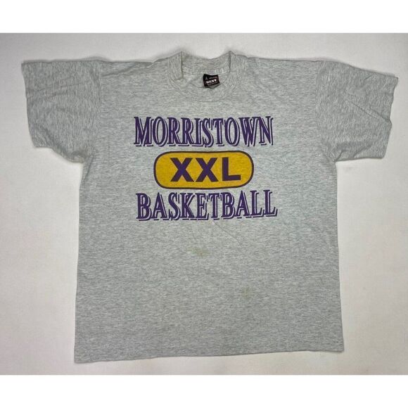 VINTAGE Morristown Basketball Graphic T-shirt Women Large 90s Single Stitch - Picture 1 of 10